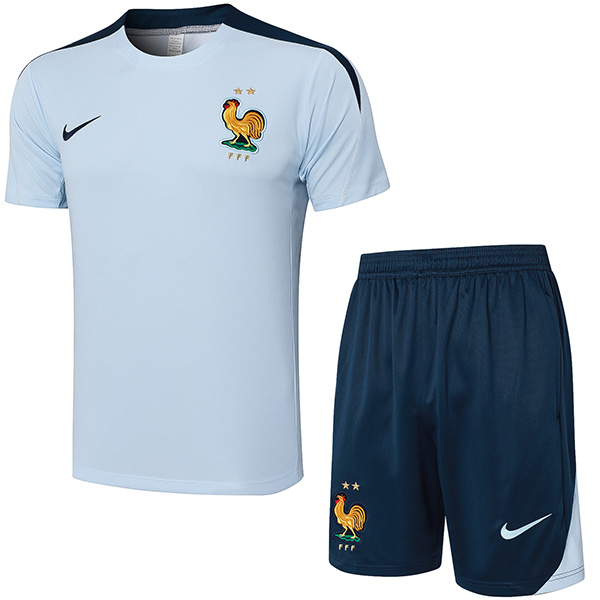 France maillot d'entraînement uniforme bleu clair pour hommes kit de football vêtements de sport costume de football hauts chemise de sport 2024-2025